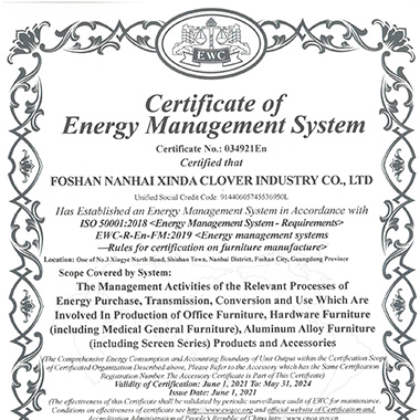 Energy management system certified certificate