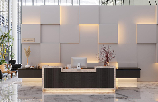 Reception area Design | Front desk and reception area, first impression of office space