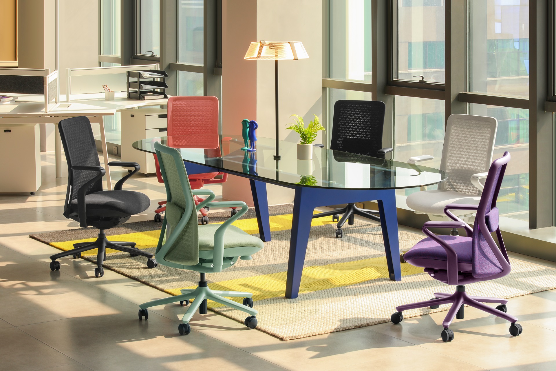 modern ergonomic solutions workstations with several office chair