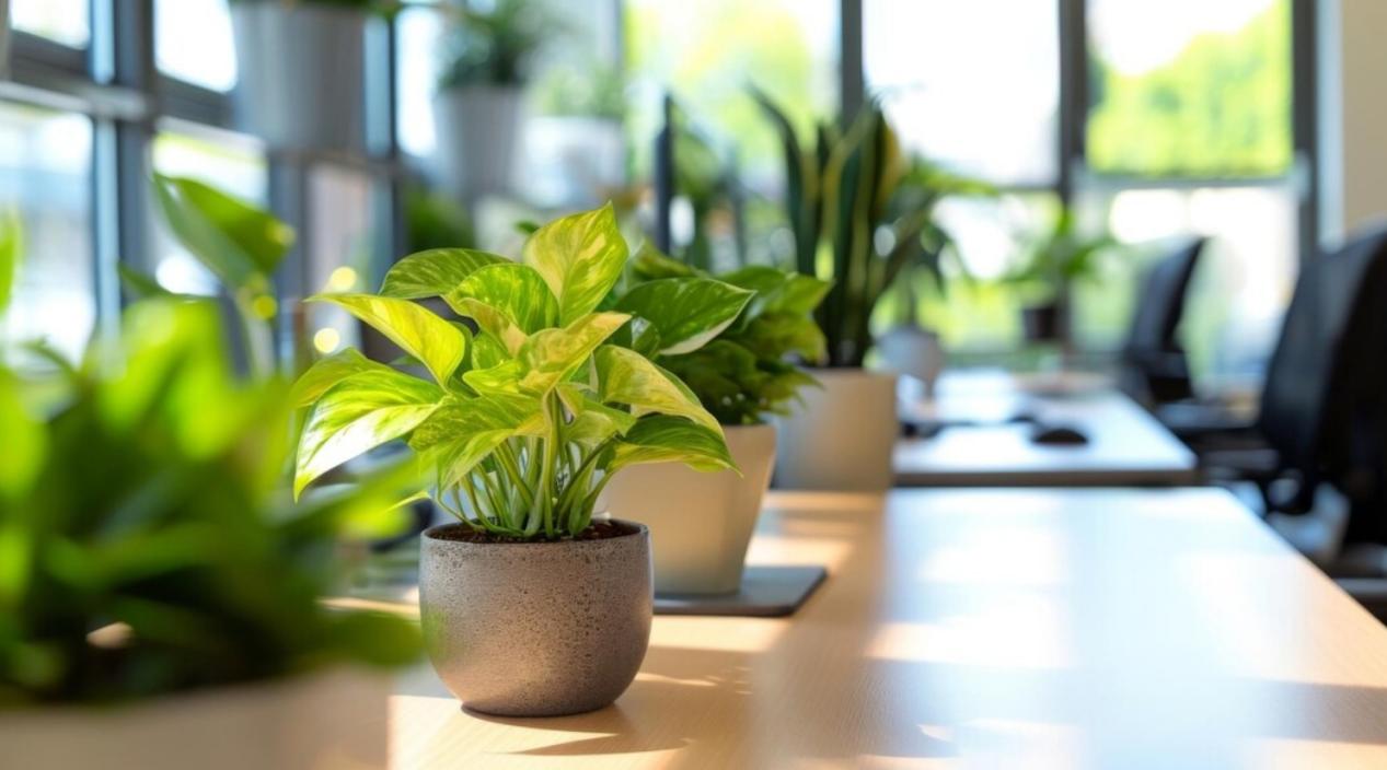 each employee enjoys-personal-desk-plant-carefully-chosen-purify-air-promote-sense