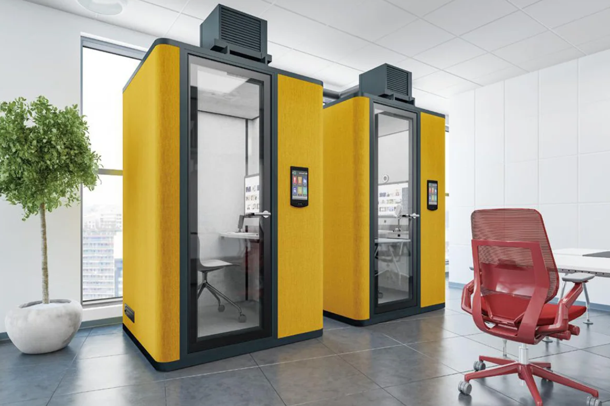 Two-yellow-phone-booth-partition