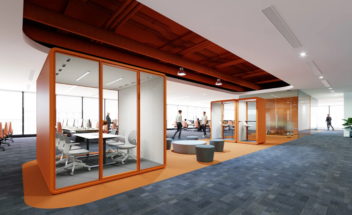 Orange-office-pod-all-size-from-mwworkstation